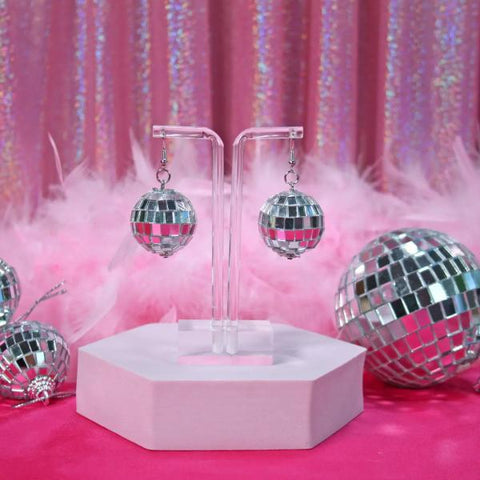 Disco Ball Earrings - Silver