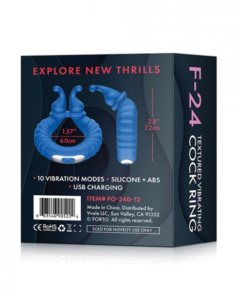 Forto F-24 Textured Vibrating Cock Ring - Blue BB Store Forto F-24 Textured Vibrating Cock Ring - Blue BB Store