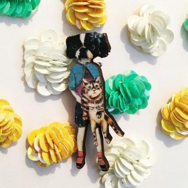Japanische Chirimen Katzen-Haarspange – Handgefertigt In Kyoto, Bunt, Ca. 1,3 Cm