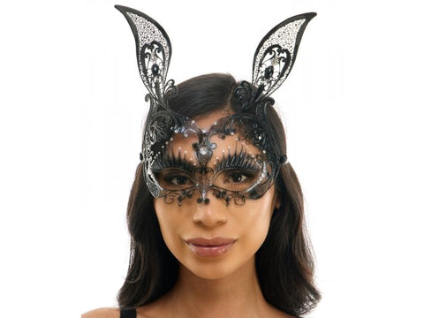Laser Cut Bunny Mask - Black