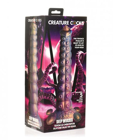 Creature Cocks Deep Invader Tentacle Ovipositor Silicone Dildo w/Eggs