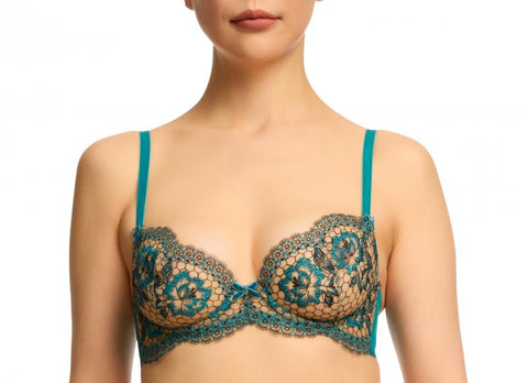 Evelina Lurex Underwire Bra - Peacock -