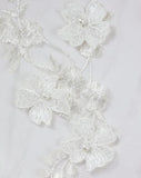 Embroidered G-String - 3D White with Pearl -
