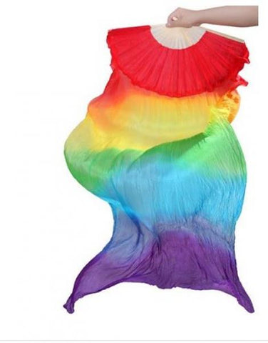 Fan Style Silk Veil - 1 Pair Set - Rainbow