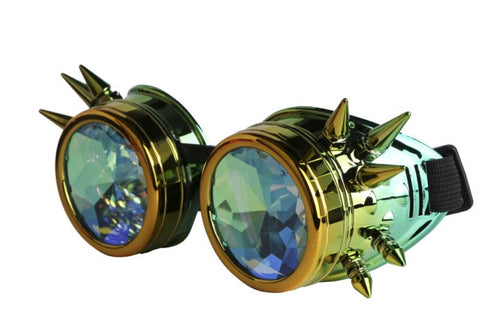 Kaleidoscope Steampunk Goggles - Psychedelic Yellow/Turquoise - One Size