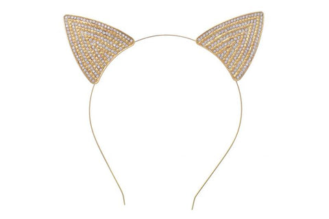 Cat's Ears Stone Headband - Gold
