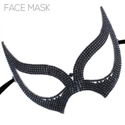 Rhinestone Cat Eye Mask - Black