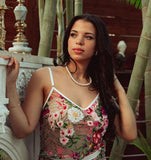 V-Neck Cami - Multicolor Cotton Embroidery -