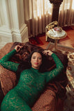 Lace Maxi Dress - Emerald Sequin -