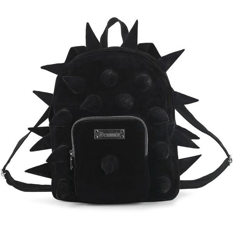 Demonia Velvet Soft Cone Spiked Mini Backpack - Black