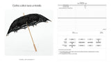 Embroidered Cotton Lace Parasol - Black