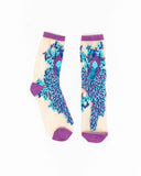Aquamarine Peacock Sheer Crew Sock - U.S. W5.5-10