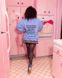 Blueberry Black Sheer Thigh High Stockings - Black/Blue - One Size