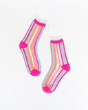 Candy Stripe Ruffle Crew Sock - US W5.5-10