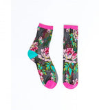 English Rose Black Sheer Ankle Sock - US W5.5-10