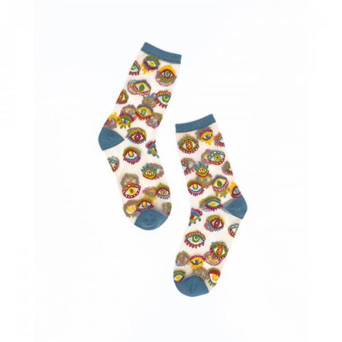Evil Eye Sheer Crew Sock -