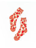 Strawberry Daisy Ruffle Sheer Crew Sock - US W10-14/US M8-12