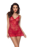 Soft Cup Lace Babydoll with G-string - Red -