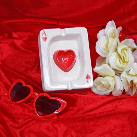 Ace of Hearts Ash Tray - White/Red