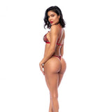 Heart Bralette and Thong Set - Red/Black -