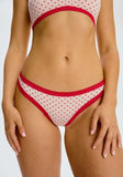 Microfiber Lace Trim Thong - Hearts -