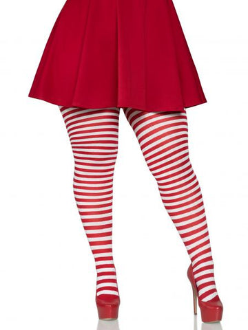 Stripe Tights - White & Red - Queen