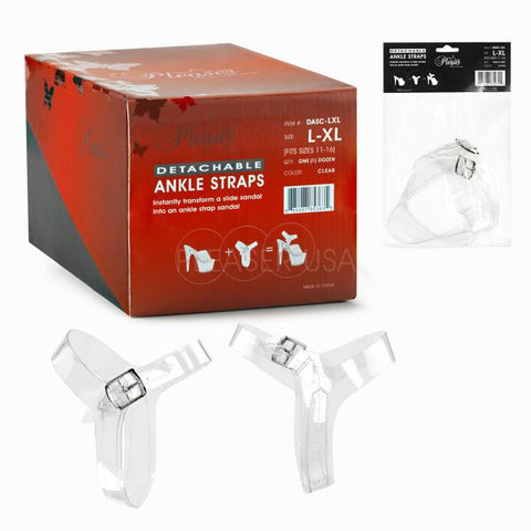 Clear - Detachable Ankle Straps - Size L/XL (Fits Shoe Sizes 11-16) - 1 Pair
