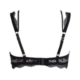 Annabell Triangle Bralette with Ribbons and Lace - Black -