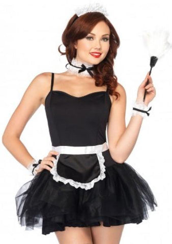 4 piece French Maid Kit - Black & White - One Size