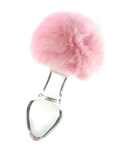 Glass Plug With Rabbit Tail - Pink