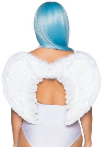 Marabou Trimmed Feather Angel Wings - White - One Size