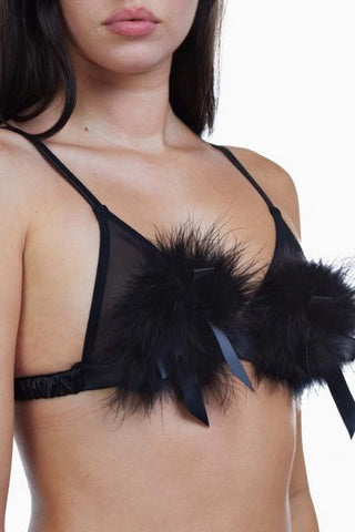 Powder Puff Triangle Bra - Black -