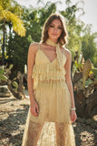 Layered Lace Ruffle Peplum Cami - Taupe -