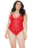 Crotchless Teddy with Opening Cups - Red - One Size/X-Large