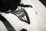 Crotchless G-String - Black/Silver - One Size