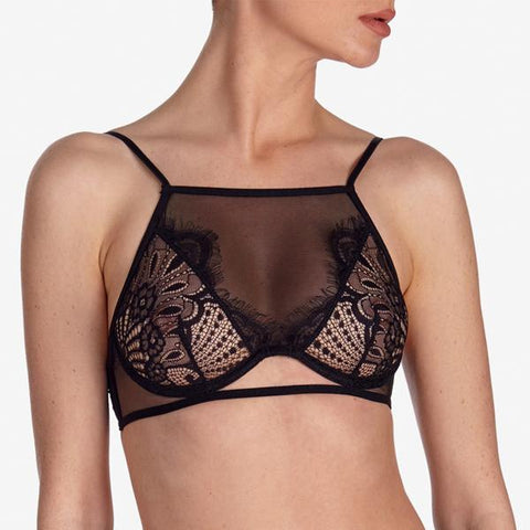 Frappe' High Neck Underwired Bra - Black -
