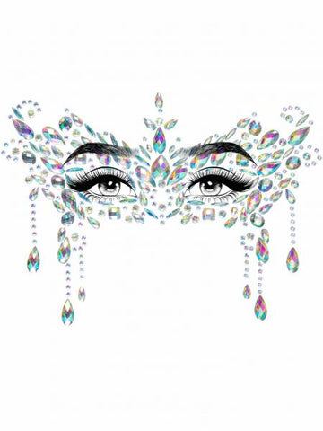 Masquerade Mask Rhinestone Stick-On Face Jewels - Clear