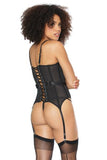 Stretch Net/Scallop Lace Bustier - Black/Blue -