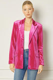 Velvet Suit Jacket - Fuchsia -