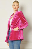 Velvet Suit Jacket - Fuchsia -