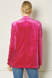 Velvet Suit Jacket - Fuchsia -