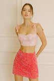 Sequined Fitted Mini Skirt - Hot Pink -