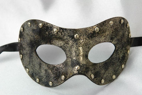 Shiny Grey - Leather Round Stud Mask