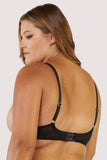 Tiger Mesh Embroidered Plunge Bra - Peach/Black -