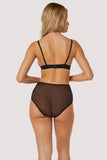Tiger Embroidered Mesh High Waisted Brief - Peach/Black -