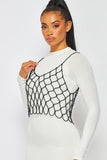 Not Over You Bejeweled Net Crop Top - Black -