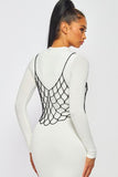 Not Over You Bejeweled Net Crop Top - Black -