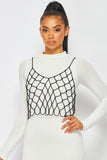 Not Over You Bejeweled Net Crop Top - Black -