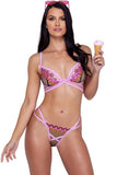Strawberry Sherbet Two Piece Short Set - Pink/Black -