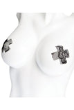 1 Black & 1 Red Pair - Lace Cross Pasties